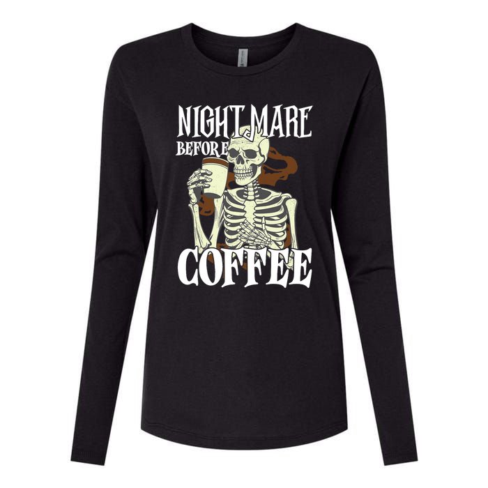 Nightmare Before Coffee Halloween Skeleton Mug Coffee Lover Womens Cotton Relaxed Long Sleeve T-Shirt