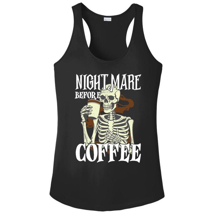 Nightmare Before Coffee Halloween Skeleton Mug Coffee Lover Ladies PosiCharge Competitor Racerback Tank