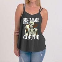 Nightmare Before Coffee Halloween Skeleton Mug Coffee Lover Women's Strappy Tank