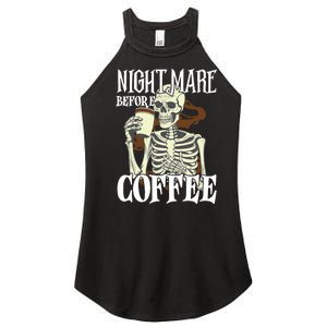 Nightmare Before Coffee Halloween Skeleton Mug Coffee Lover Women's Perfect Tri Rocker Tank