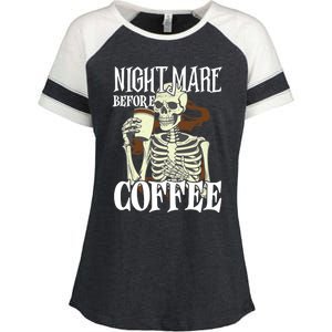 Nightmare Before Coffee Halloween Skeleton Mug Coffee Lover Enza Ladies Jersey Colorblock Tee