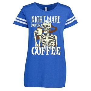 Nightmare Before Coffee Halloween Skeleton Mug Coffee Lover Enza Ladies Jersey Football T-Shirt