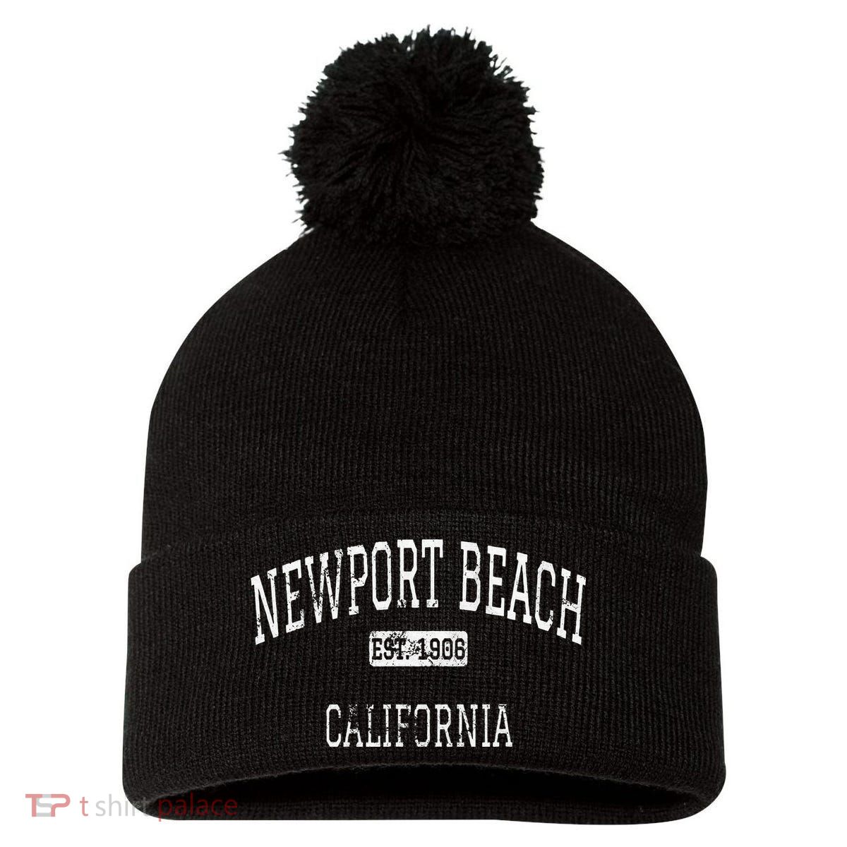 Newport Beach California Ca Vintage Pom Pom 12in Knit Beanie