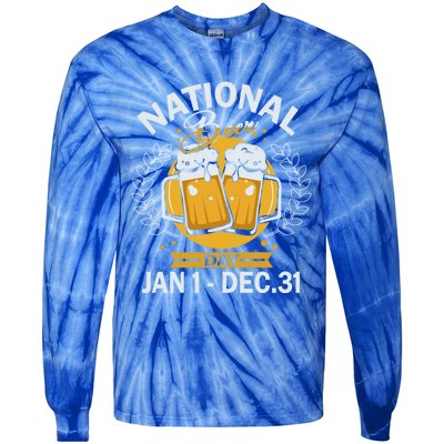 National Beer Day Jan 01 To Dec 31 Funny Gift Tie-Dye Long Sleeve Shirt