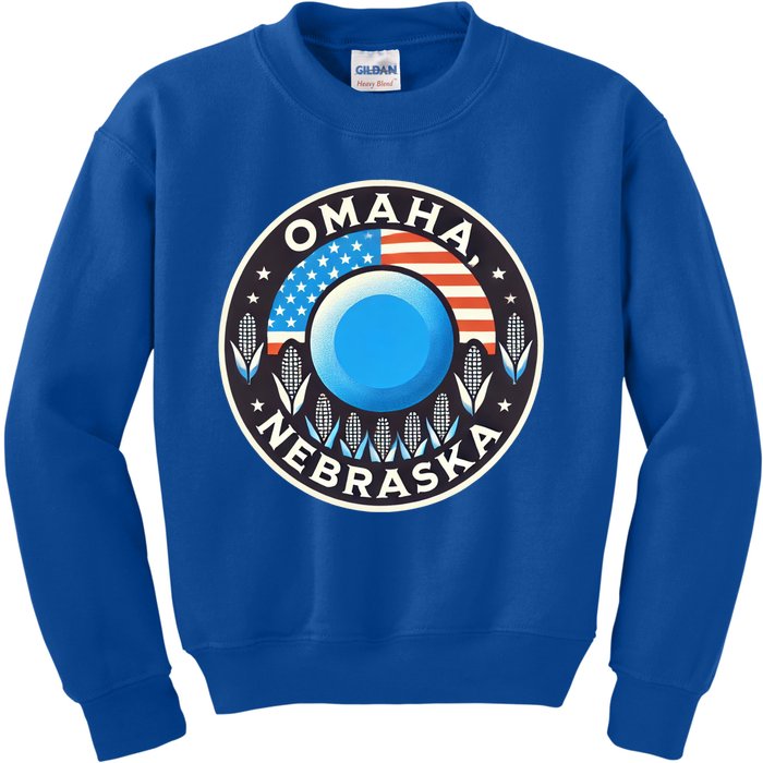 Nebraska Blue Dot Democratic 2nd District Omaha Kamala 2024 Gift Kids Sweatshirt