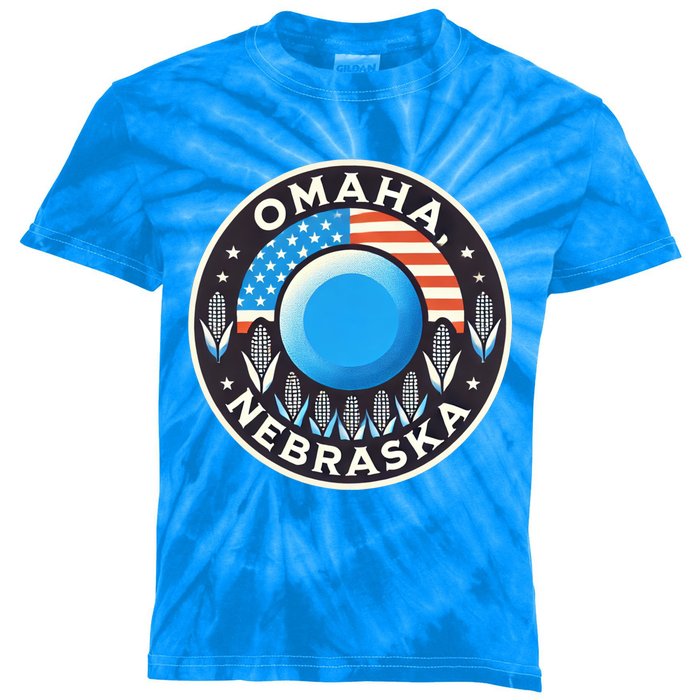 Nebraska Blue Dot Democratic 2nd District Omaha Kamala 2024 Gift Kids Tie-Dye T-Shirt