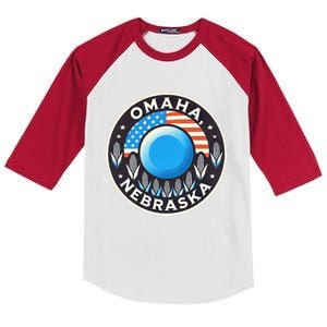 Nebraska Blue Dot Democratic 2nd District Omaha Kamala 2024 Gift Kids Colorblock Raglan Jersey