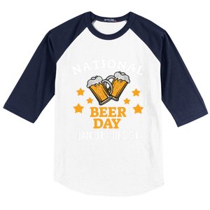 National Beer Day January 1st To December 31st Ing Gift Baseball Sleeve Shirt