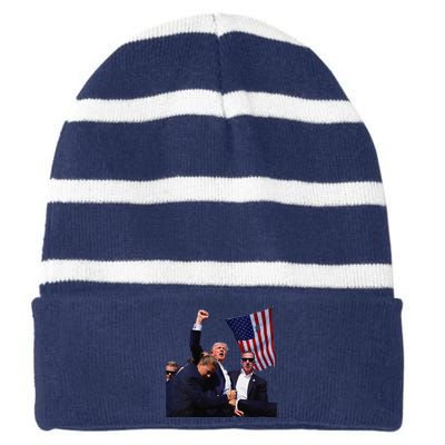 Never Back Down Striped Beanie with Solid Band