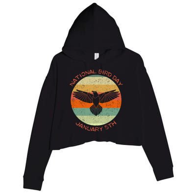 National Bird Day Distressed Retro Vintage Eagle Gift Crop Fleece Hoodie