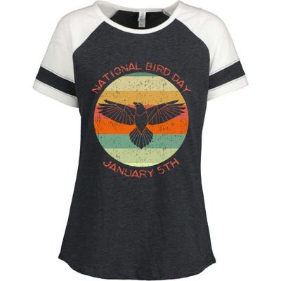 National Bird Day Distressed Retro Vintage Eagle Gift Enza Ladies Jersey Colorblock Tee