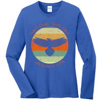 National Bird Day Distressed Retro Vintage Eagle Gift Ladies Long Sleeve Shirt