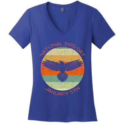 National Bird Day Distressed Retro Vintage Eagle Gift Women's V-Neck T-Shirt