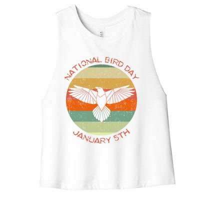 National Bird Day Distressed Retro Vintage Eagle Gift Women's Racerback Cropped Tank