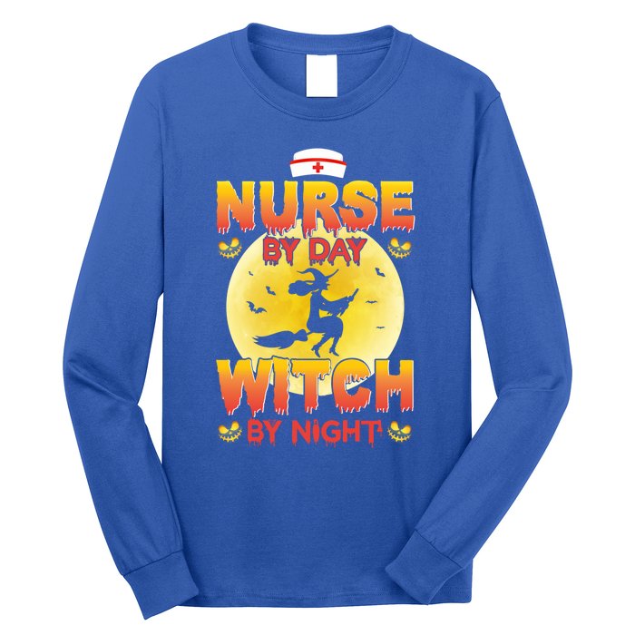 Nurse By Day Witch By Night Halloween For Nurses Rn Lpn Prn Gift Long Sleeve Shirt