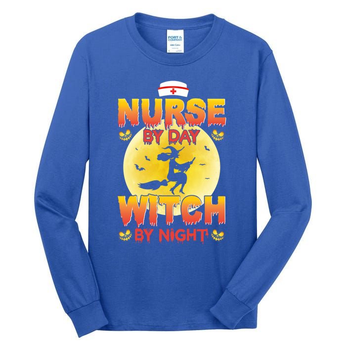 Nurse By Day Witch By Night Halloween For Nurses Rn Lpn Prn Gift Tall Long Sleeve T-Shirt