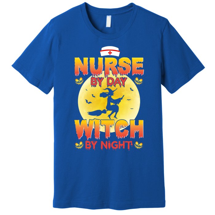 Nurse By Day Witch By Night Halloween For Nurses Rn Lpn Prn Gift Premium T-Shirt