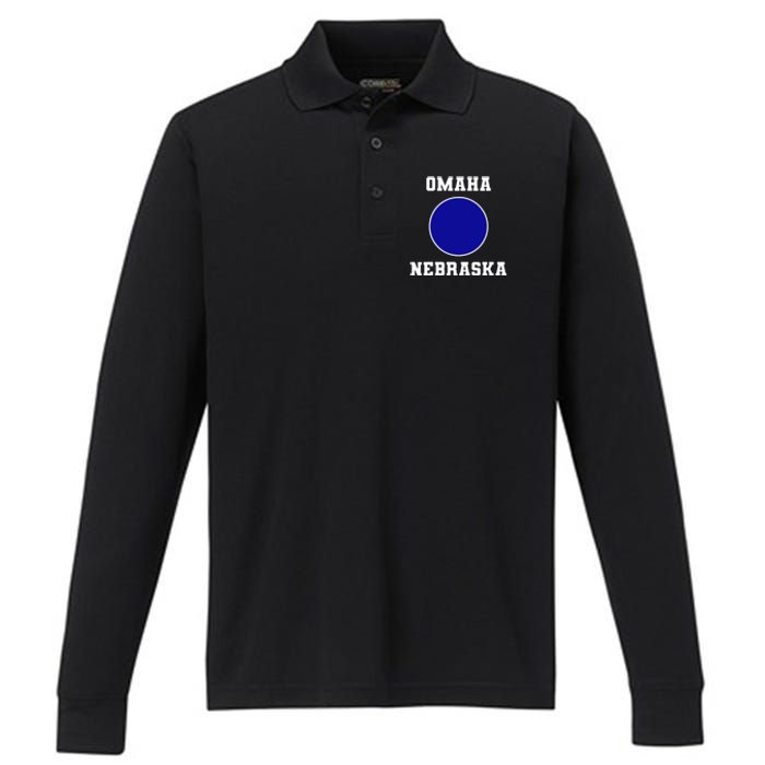 Nebraska Blue Dot Democratic 2nd District Omaha Performance Long Sleeve Polo