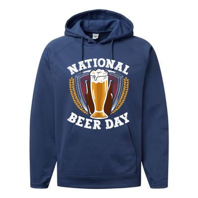 National Beer Day Funny Gift Performance Fleece Hoodie