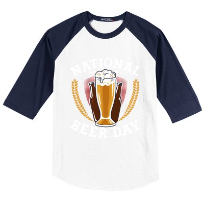 National Beer Day Funny Gift Baseball Sleeve Shirt