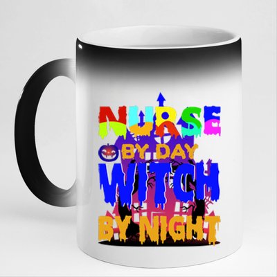 Nurse By Day Witch By Night 11oz Black Color Changing Mug