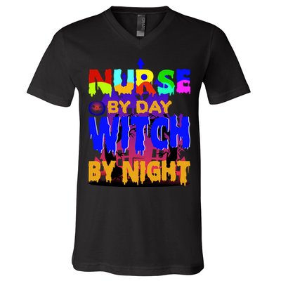 Nurse By Day Witch By Night V-Neck T-Shirt