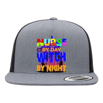 Nurse By Day Witch By Night Flat Bill Trucker Hat