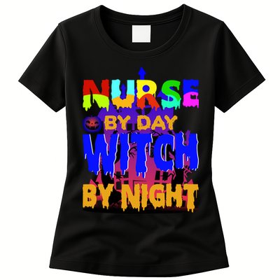 Nurse By Day Witch By Night Womens T-Shirt