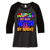 Nurse By Day Witch By Night Women's Tri-Blend 3/4-Sleeve Raglan Shirt