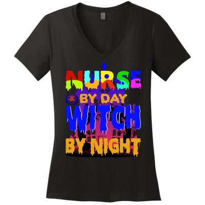 Nurse By Day Witch By Night Women's V-Neck T-Shirt