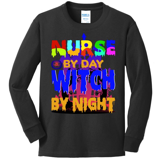 Nurse By Day Witch By Night Kids Long Sleeve Shirt