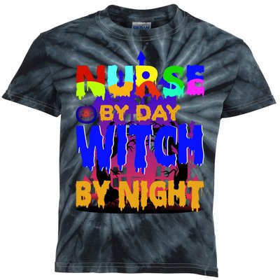 Nurse By Day Witch By Night Kids Tie-Dye T-Shirt