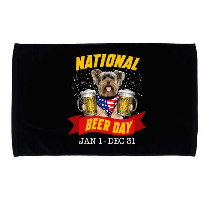 National Beer Day Yorkshire Funny For Yorkshire Dog Lovers Gift Microfiber Hand Towel