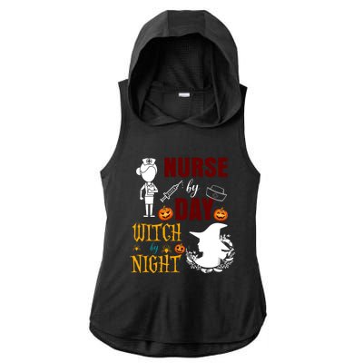 Nurse By Day Witch By Night Funny Halloween Nurse Funny Gift Ladies PosiCharge Tri-Blend Wicking Draft Hoodie Tank