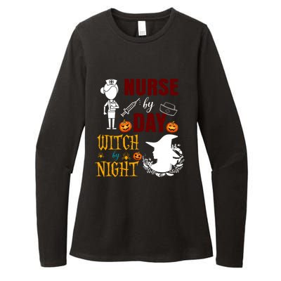 Nurse By Day Witch By Night Funny Halloween Nurse Funny Gift Womens CVC Long Sleeve Shirt