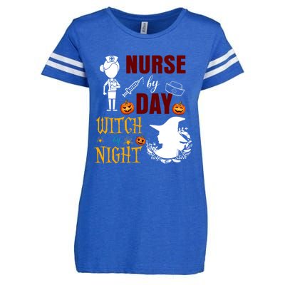 Nurse By Day Witch By Night Funny Halloween Nurse Funny Gift Enza Ladies Jersey Football T-Shirt