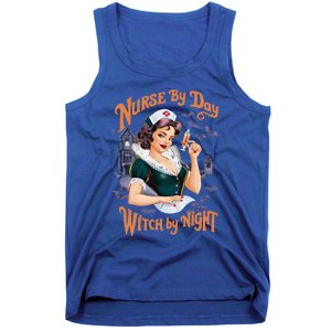 Nurse By Day Witch By Night Funny Halloween Cute Gift Tank Top