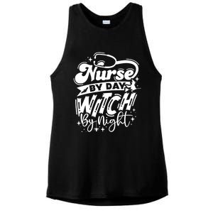 Nurse By Day Witch By Night Halloween Funny Gift Ladies PosiCharge Tri-Blend Wicking Tank