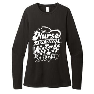 Nurse By Day Witch By Night Halloween Funny Gift Womens CVC Long Sleeve Shirt