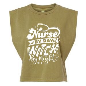 Nurse By Day Witch By Night Halloween Funny Gift Garment-Dyed Women's Muscle Tee