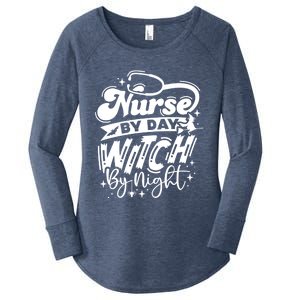 Nurse By Day Witch By Night Halloween Funny Gift Women's Perfect Tri Tunic Long Sleeve Shirt