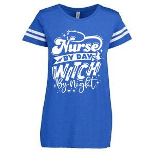 Nurse By Day Witch By Night Halloween Funny Gift Enza Ladies Jersey Football T-Shirt