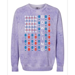 National Bowling Day American Flag Bowling Bowler Team Colorblast Crewneck Sweatshirt