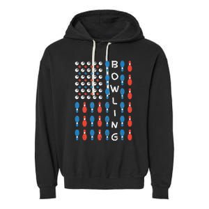 National Bowling Day American Flag Bowling Bowler Team Garment-Dyed Fleece Hoodie