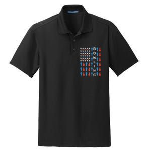 National Bowling Day American Flag Bowling Bowler Team Dry Zone Grid Polo