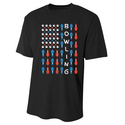 National Bowling Day American Flag Bowling Bowler Team Performance Sprint T-Shirt