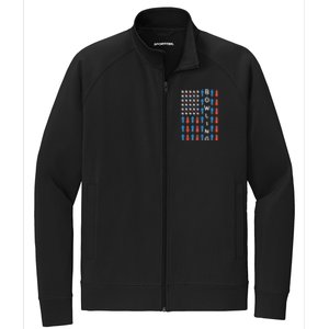 National Bowling Day American Flag Bowling Bowler Team Stretch Full-Zip Cadet Jacket