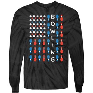 National Bowling Day American Flag Bowling Bowler Team Tie-Dye Long Sleeve Shirt