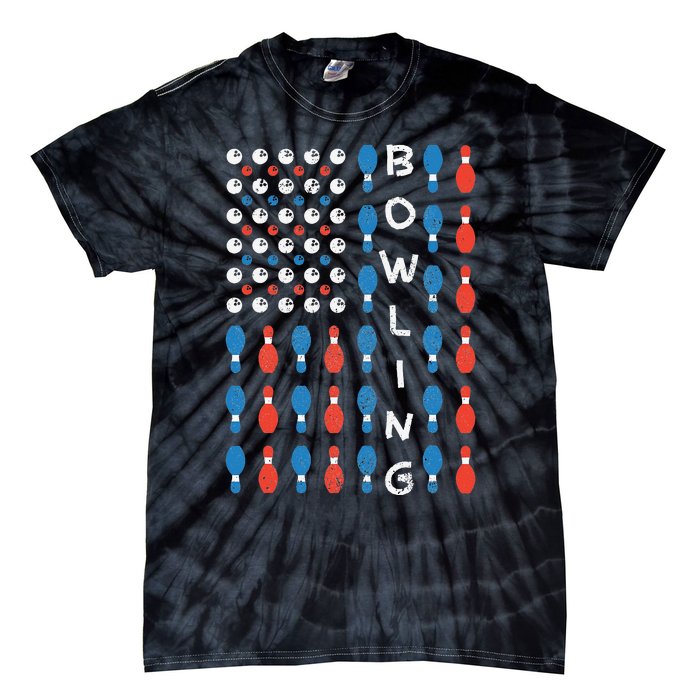 National Bowling Day American Flag Bowling Bowler Team Tie-Dye T-Shirt