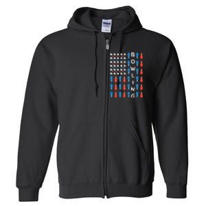 National Bowling Day American Flag Bowling Bowler Team Full Zip Hoodie